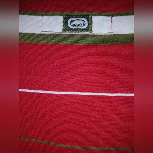 ECKO Unlimited red green cream polo style shirt men's 2XL casual streetwear 90's - Picture 5 of 5